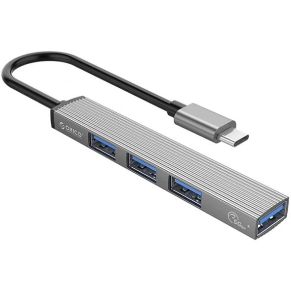 Hub USB-C Orico AH-13, 1 x USB-A 3.0 - 3 x USB-A, Gri 