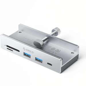 Hub USB-C Orico MH5PC Clamp, 2 x USB-A 3.2 - 1 x USB-C - 1 x SD - 1 x microSD, Argintiu