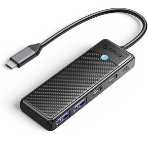 Hub USB-C Orico PAPW2AC-C3, 2 x USB-A 3.0 - 2 x USB-C, Negru 