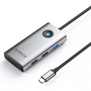 Hub USB-C Orico PW11-5P, 1 x USB-A 3.0 - 2 x USB-A - 1 x USB-C - 1 x HDMI, Gri