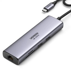 Hub USB-C UGREEN CM512, 2 x USB-A 3.0 - 1 x USB-C - 1 x HDMI - 1 x SD - 1 x microSD - RJ45, Gri 