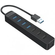 Hub USB Orico TWU32-4A, 4 x USB-A 3.0 - 3 x USB-A - 1 x USB-C, Negru 
