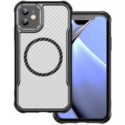 Husa MagSafe pentru Apple iPhone 11, OEM, Defender Carbon Mag, Neagra 