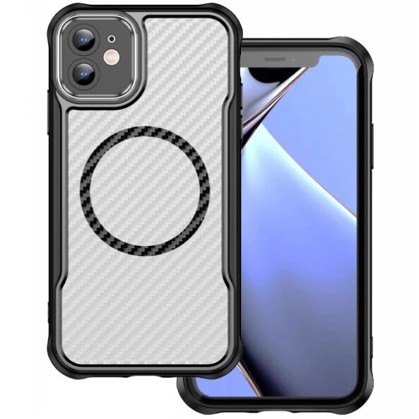 Husa MagSafe pentru Apple iPhone 11, OEM, Defender Carbon Mag, Neagra 