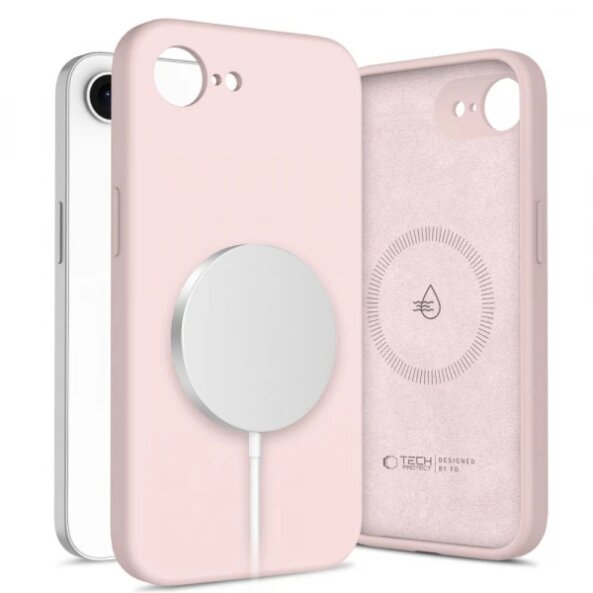 Husa MagSafe pentru Apple iPhone 16e, Tech-Protect, Liquid Silicone, Roz 