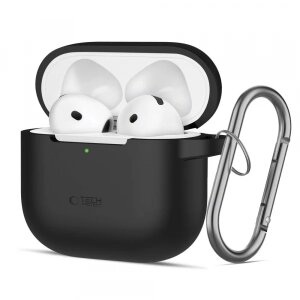 Husa Tech-Protect Silicone Hook pentru Apple AirPods 4, Neagra 