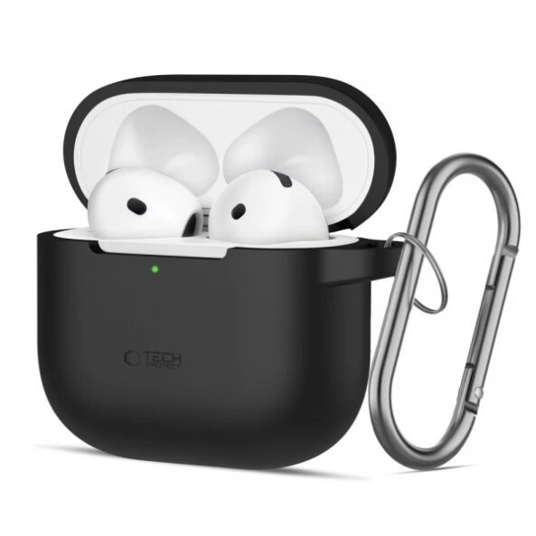 Husa Tech-Protect Silicone Hook pentru Apple AirPods 4, Neagra 