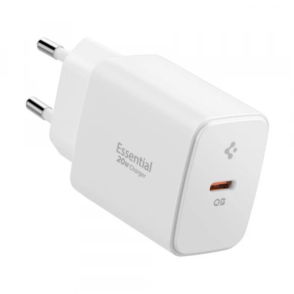 Incarcator Retea Spigen Essential, 20W, 3A, 1 x USB-C, Alb ACH08701 