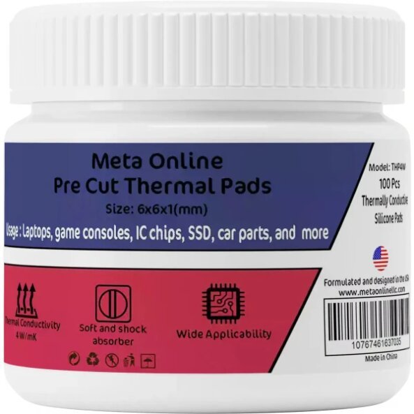 Pad Termoconductor Meta Online, 6mm x 6mm x 1mm, Set 100 bucati 