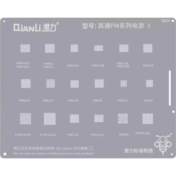 Sita BGA QIANLI QS68 pentru seria CPU Qualcomm PM 3 