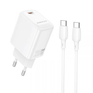 Incarcator Retea Cu Cablu USB-C Borofone BN26 Fuente, 20W, 3A, 1 x USB-C, Alb 