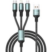 Cablu Incarcare USB-A - Lightning / microUSB / USB-C Sendem M51 3in1, 200W, 1.2m, Gri 