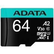 Card Memorie microSDXC Adata, 64Gb, Clasa 10 / UHS-1 U3, Cu Adaptor AUSDX64GUI3V30SA2-RA1 