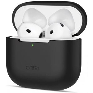 Husa Tech-Protect Silicone pentru Apple AirPods 4, Neagra 