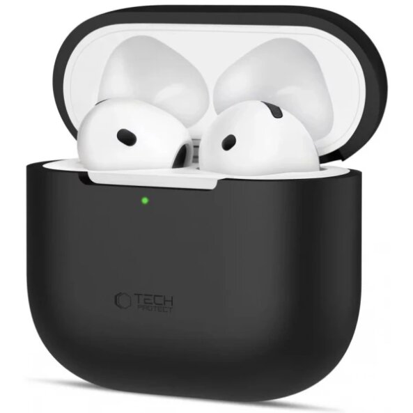 Husa Tech-Protect Silicone pentru Apple AirPods 4, Neagra 