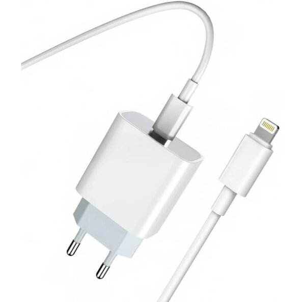 Incarcator Retea Cu Cablu Lightning Prestico F8S, 20W, 3A, 1 x USB-C, Alb, Resigilat 