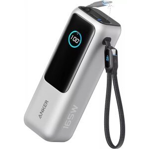 Baterie Externa Anker, 25000mAh, 165W, QC + PD, 1 x USB-A - 3 x USB-C, Argintie A1695H41 