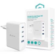 Incarcator Retea DEVIA Extreme Speed, 100W, 5A, 1 x USB-A - 3 x USB-C, Alb 