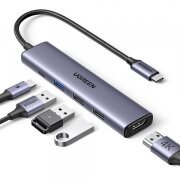 Hub USB-C UGREEN CM478, 1 x USB-A 3.0 - 2 x USB-A - 1 x USB-C - 1 x HDMI, Gri 