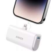 Baterie Externa Anker Nano, 5000mAh, 12W, PD, 1 x Lightning, Alba A1645G21 