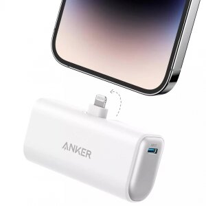Baterie Externa Anker Nano, 5000mAh, 12W, PD, 1 x Lightning, Alba A1645G21 