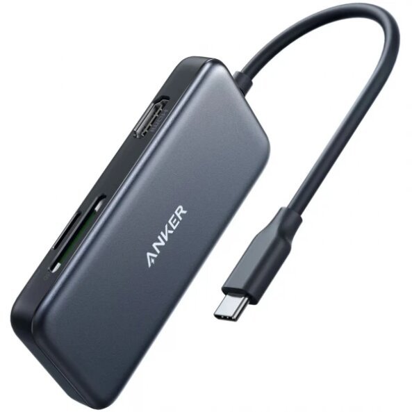 Hub USB-C Anker, 2 x USB-A 3.0 - 1 x HDMI - 1 x SD - 1 x MicroSD, Negru A8334HA1 