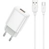 Incarcator Retea Cu Cablu USB-C Prestico F9S, 12W, 2.4A, 1 x USB-A, Alb 