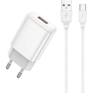 Incarcator Retea Cu Cablu USB-C Prestico F9S, 12W, 2.4A, 1 x USB-A, Alb 