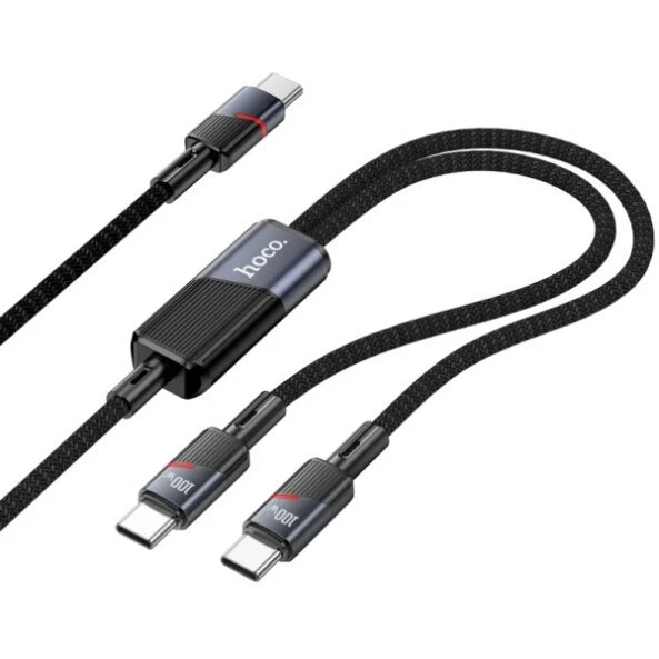 Cablu Date si Incarcare USB-C - 2 x USB-C HOCO U139 2in1, 100W, 1.2m, Negru 