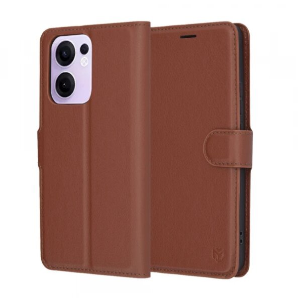 Husa pentru Oppo Reno13 FS 5G / Reno13 F 4G / Reno13 F, Techsuit, Leather Folio, Maro 
