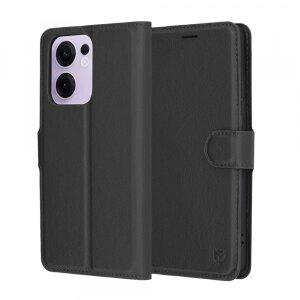 Husa pentru Oppo Reno13 FS 5G / Reno13 F 4G / Reno13 F, Techsuit, Leather Folio, Neagra 