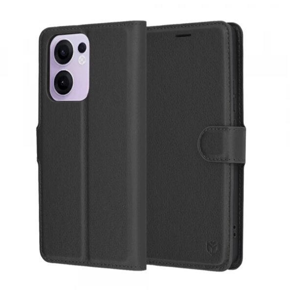 Husa pentru Oppo Reno13 FS 5G / Reno13 F 4G / Reno13 F, Techsuit, Leather Folio, Neagra 