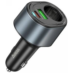 Incarcator Auto HOCO Z56, 35W, 3A, 1 x Extensie Bricheta - 1 x USB-A - 1 x USB-C, Negru 