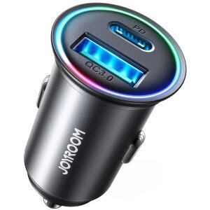 Incarcator Auto Joyroom JR-CCN04, 60W, 3A, 1 x USB-A - 1 x USB-C, Negru 