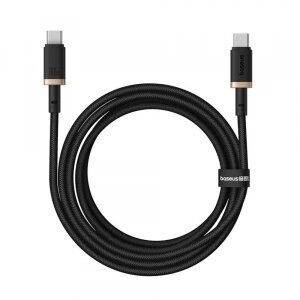 Cablu Date si Incarcare USB-C - USB-C Baseus Dura Series pentru MacBook, 100W, 2m, Auriu - Negru P10377803U01-02 