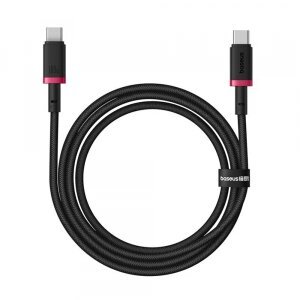 Cablu Date si Incarcare USB-C - USB-C Baseus Dura Series pentru MacBook, 100W, 2m, Negru - Rosu P10377803U01-03 