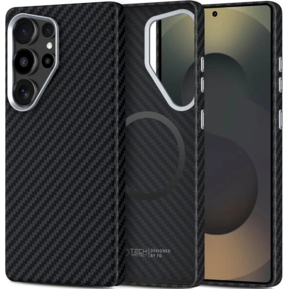 Husa MagSafe pentru Samsung Galaxy S25 Ultra S938, Tech-Protect, Ion Carbon, Neagra