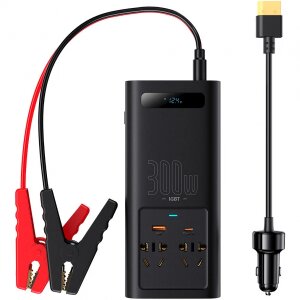 Invertor Electric Auto Baseus IGBT, 2 x AC, USB Type-C, USB-A, 300W 220V (CN / EU), Negru CGNB010101 