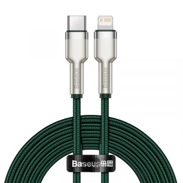 Cablu Date si Incarcare USB-C - Lightning Baseus Cafule Metal Series, 20W, 2m, Verde CATLJK-B06 