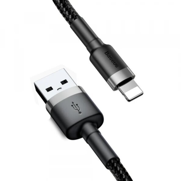 Cablu Date si Incarcare USB la Lightning Baseus Cafule, 3 m, 2A, Negru Gri CALKLF-RG1 