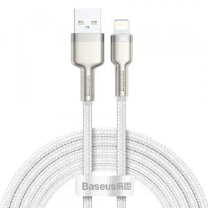 Cablu Date si Incarcare USB la Lightning Baseus Cafule Series Metal, 2 m, 2.4A, Alb CALJK-B02 