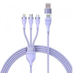Cablu Incarcare USB-A / USB-C - Lightning / microUSB / USB-C Baseus Flash Series II 3in1, 100W, 1.2m, Mov CASS030105 