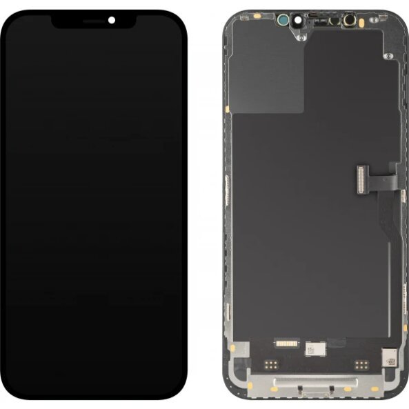 Display cu Touchscreen MP compatibil cu Apple iPhone 12 Pro Max, cu Rama, Versiune Soft OLED IC Movable FHD, Negru 