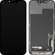 Display cu Touchscreen MP compatibil cu Apple iPhone 13, cu Rama, Versiune Soft OLED FHD Diagnostic, Negru 