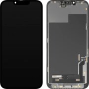 Display cu Touchscreen MP compatibil cu Apple iPhone 13, cu Rama, Versiune Soft OLED IC Movable FHD, Negru 