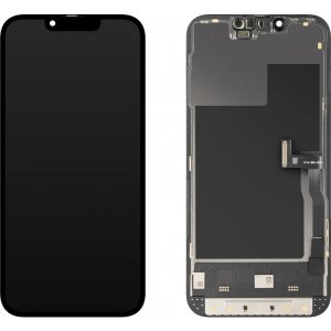 Display cu Touchscreen MP compatibil cu Apple iPhone 13 Pro, cu Rama, Versiune Soft OLED 120Hz FHD Diagnostic, Negru 