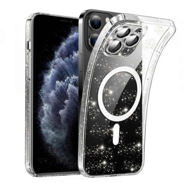 Husa MagSafe pentru Apple iPhone 11 Pro, Techsuit, SparkleSkin, Transparenta