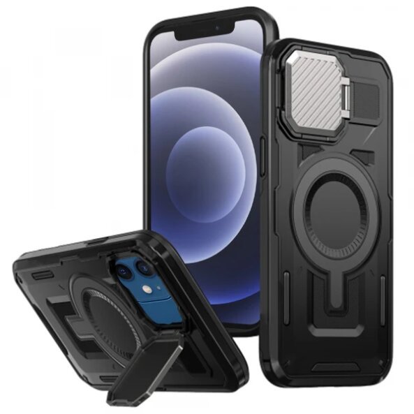 Husa MagSafe pentru Apple iPhone 12 / 12 Pro, Techsuit, CamVault, Neagra