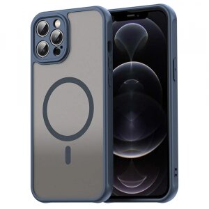 Husa MagSafe pentru Apple iPhone 12 Pro Max, Techsuit, HaloFrost II, Bleumarin