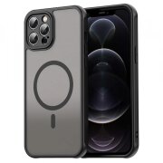 Husa MagSafe pentru Apple iPhone 12 Pro Max, Techsuit, HaloFrost II, Neagra